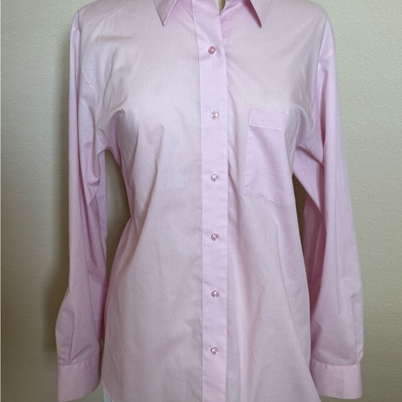 WOMEN’S FOXCROFT SOFT PINK BOYFRIEND NO-IRON PINPOINT LONG SLEEVE SHIRT (sz16) - Picture 1 of 4